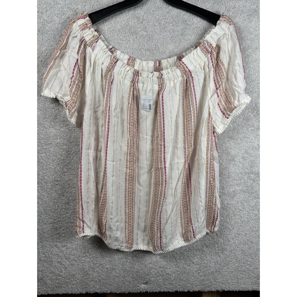 NEW Maurices Womens White Off Shoulder Shirt Top Blouse Short Sleeve XXL 2X Plus